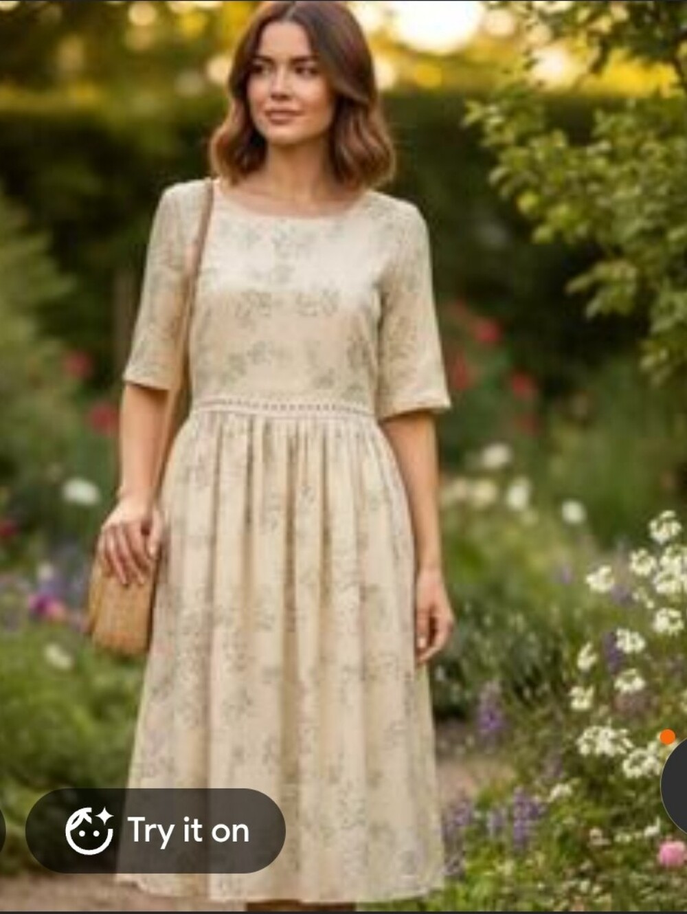 JessaKae Cream Floral Midi Dress